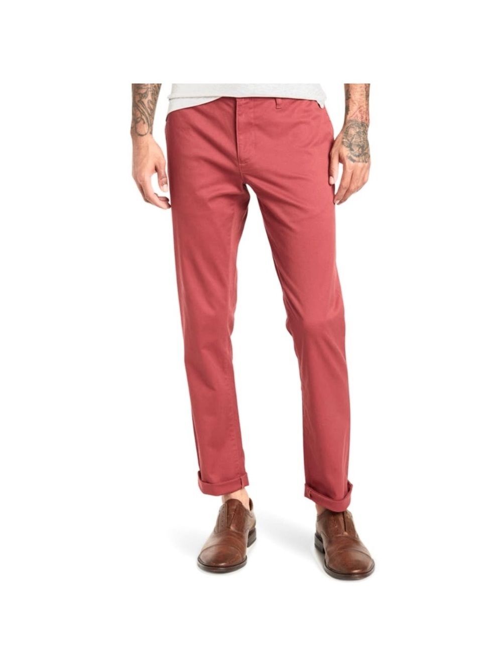 14th & Union Men's Slim Chinos in Dusty Red